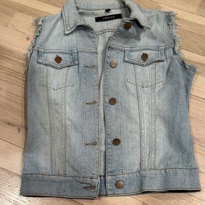 J Brand Distressed Light Blue Denim Vest